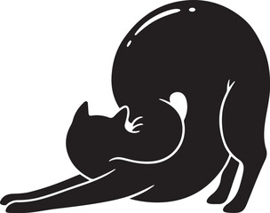 Black Cat in a Curled Up Sleeping Position Silhouette