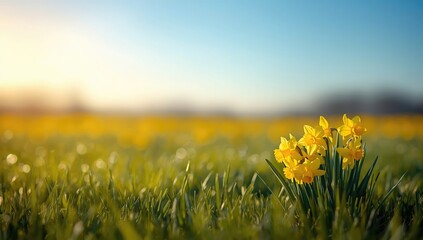 Daffodils in full bloom during spring, ideal for floral design or nature-themed layouts