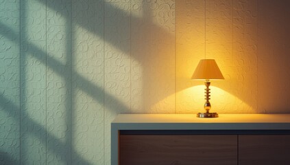 Room interior featuring a ceiling lamp providing general illumination, ideal for editorial header backgrounds