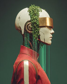 Surreal AI intelligence flowing out of quantum core, premium sci-tech aesthetic