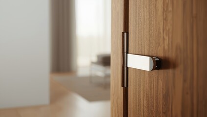 Obraz premium Door hinge featuring sleek contemporary aesthetics, highlighting engineering and material quality
