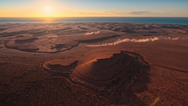 Western Australian Desert landscape with dry terrain and minimal plant life, Earth Day