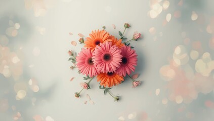 Gerbera blossoms set against a vibrant backdrop, ideal for layout backgrounds