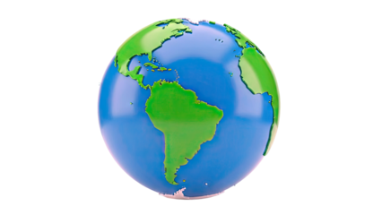 3D Earth Globe Showing South America
