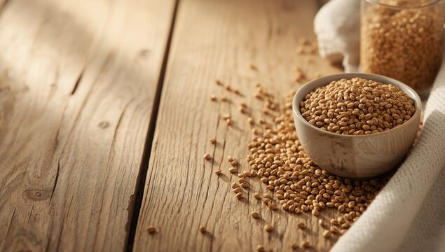 Linseed seeds resting on a wooden table, highlighting nutritious seed options, International Nutrition Month