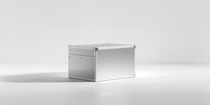 White background with clipping path showcasing aluminum box storage, organization and durability