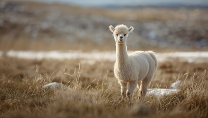 Obraz premium Alpaca headshot focusing on fleece texture for wool processing, fiber quality assessment