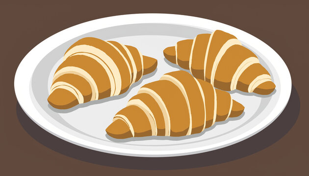 vector of croissant on white plate