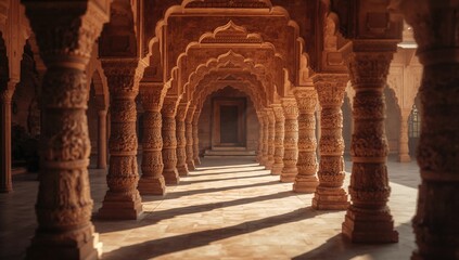 Detailed stone columns and arches of an ancient structure, showcasing historical craftsmanship, International Day for Monuments and Sites