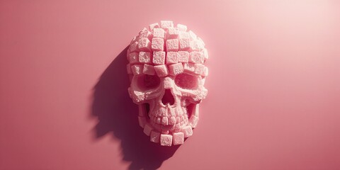 Skull-shaped sugar cubes illustrating the dangers of excessive sugar consumption, World Diabetes Day