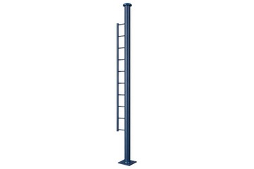 Steel blue vertical pole including a fixed ladder section