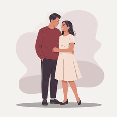 Obraz premium A loving couple sharing a tender moment, embracing each other with joyful expressions