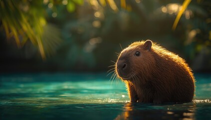 Wild animal appearing pensive in its habitat, highlighting natural behavior and cognitive activity