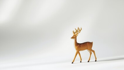 Naklejka premium White backdrop displaying a deer figurine, designed for seasonal festive displays
