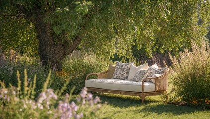 Garden outdoor daybed designed for lounging and outdoor comfort, suitable for backyard use, World Relaxation Day