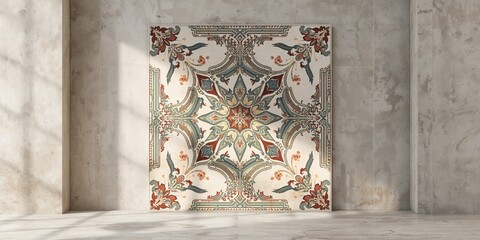 Abstract wall decor featuring digital wall tiles with geometric patterns for modern interiors