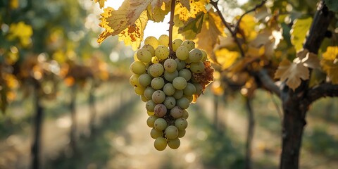 Naklejka premium Faded and diseased grapes, highlighting fruit spoilage and aging, for botanical study