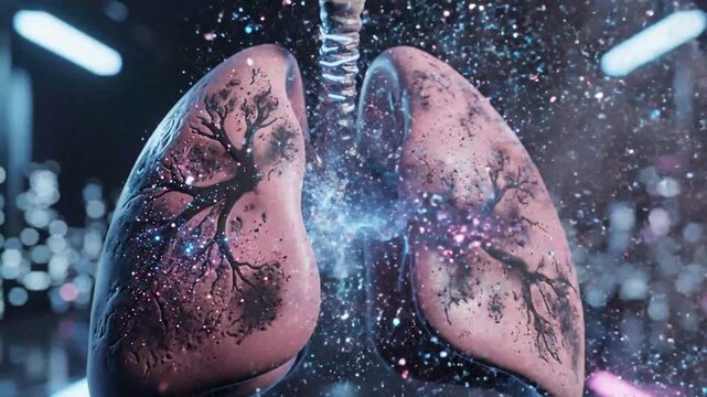 Futuristic Digital Visualization of Human Lungs with Cosmic Neural Network