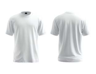 Front and back view of a plain white crew-neck t-shirt