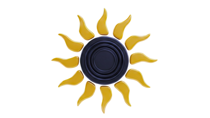 Stylized Sun Icon with Gold Rays and Black Center