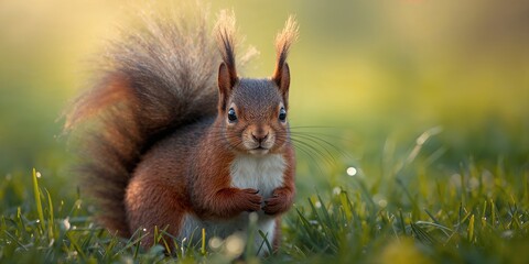 Springtime squirrel portrait emphasizing detailed fur and alert posture, wildlife photography