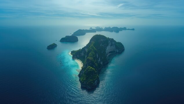 Limestone formations in Raja Ampat amid healthy coral reefs, emphasizing marine ecosystem richness, World Ocean Day