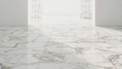 Patterned floor tiles serving as a backdrop for editorial or presentation settings, neutral color scheme