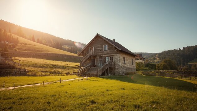Historic Bulgarian rural dwelling within an ethnographic open-air museum, focusing on architectural preservation near Gabrovo