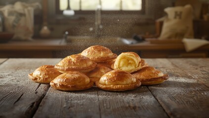 Rustic-style fried potato pies, emphasizing artisanal cooking methods