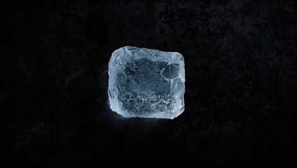 Obraz premium Ice block with crystalline, frosty surface in dark tones, used for visual texture or backdrop