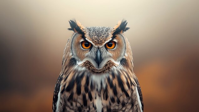 A close-up of an eagle-owl in the wild, highlighting bird species identification