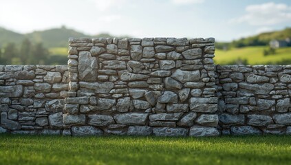 Natural stone walls constructed from locally sourced stones, showcasing traditional masonry techniques
