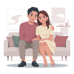 Obraz premium A loving couple relaxing and enjoying a peaceful moment together on a cozy sofa at home