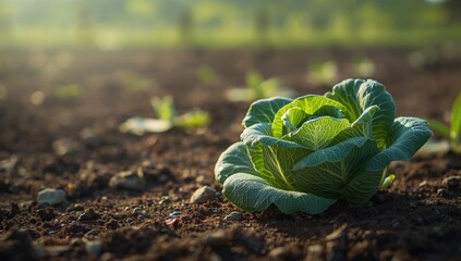 Healthy cabbage crops in a backyard garden, highlighting sustainable farming and plant development