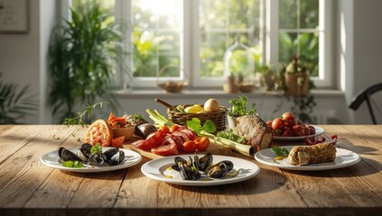 A collection of international cuisine dishes showing mixed ingredients and presentation styles, emphasizing global flavors, Food & Drink, World Food Day