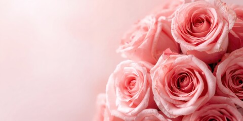 Fototapeta premium Pink roses in bloom as a floral display for garden decoration, seasonal focus