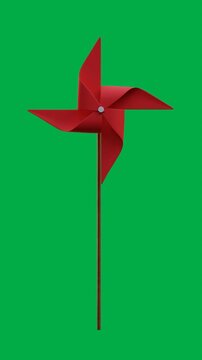 rep paper windmill 3d animation loop isolated on green screen background