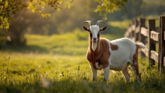 Brazilian male Boer goat with awards, highlighting livestock excellence