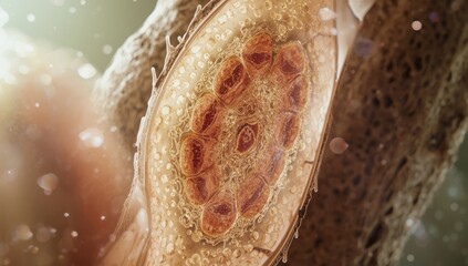 Cross section of stem plant tissue observed under a light microscope, highlighting plant cell organization, Plant Biology Day