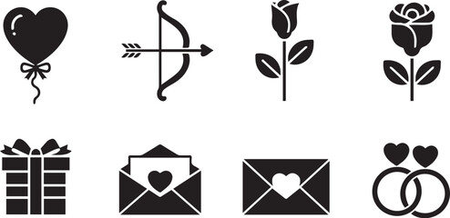 Valentines day symbols and icons for love and romance