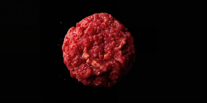 Close-up of raw ground beef on black background meat texture for culinary preparation, Meat Processing Safety Awareness