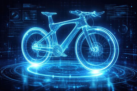  wireframe hologram model of a modern futuristic bike design concept - Powered by Adobe