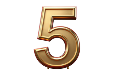 Shiny Gold Number Five Isolated