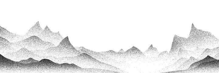 Imitation of a mountain landscape, noisy stippled grainy texture, banner