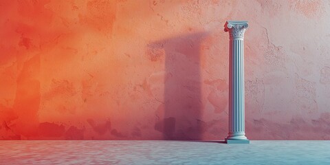 Naklejka premium Architectural wall featuring a column and textured surface, ideal for editorial header background