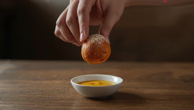 Contemporary savory treat named Brulee Bomb similar in shape to Dutch bitterballen, coated with bread flour, designed for snacking