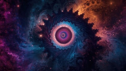 Vivid fractal artwork with intricate geometry, designed as a vibrant background for digital interfaces