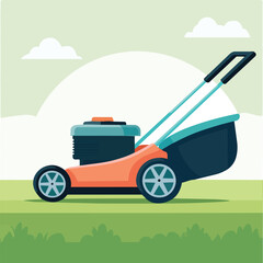 lawn mower flat vector illustration icon