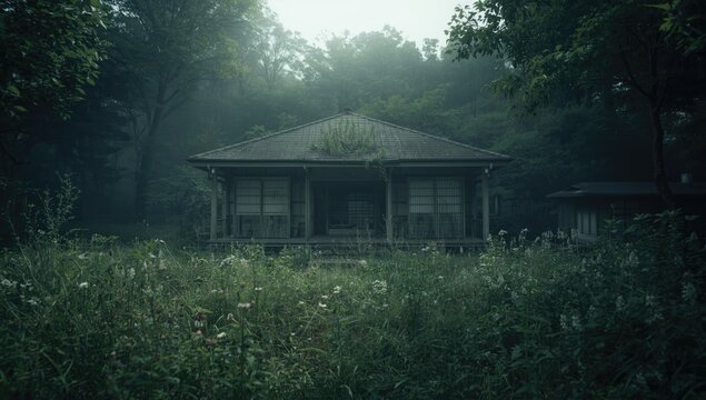 Abandoned residence featuring shattered glass and unruly vegetation, urban deterioration and neglect, Earth Day