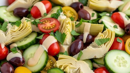 Assorted Mediterranean Salad with Fresh Vegetables
